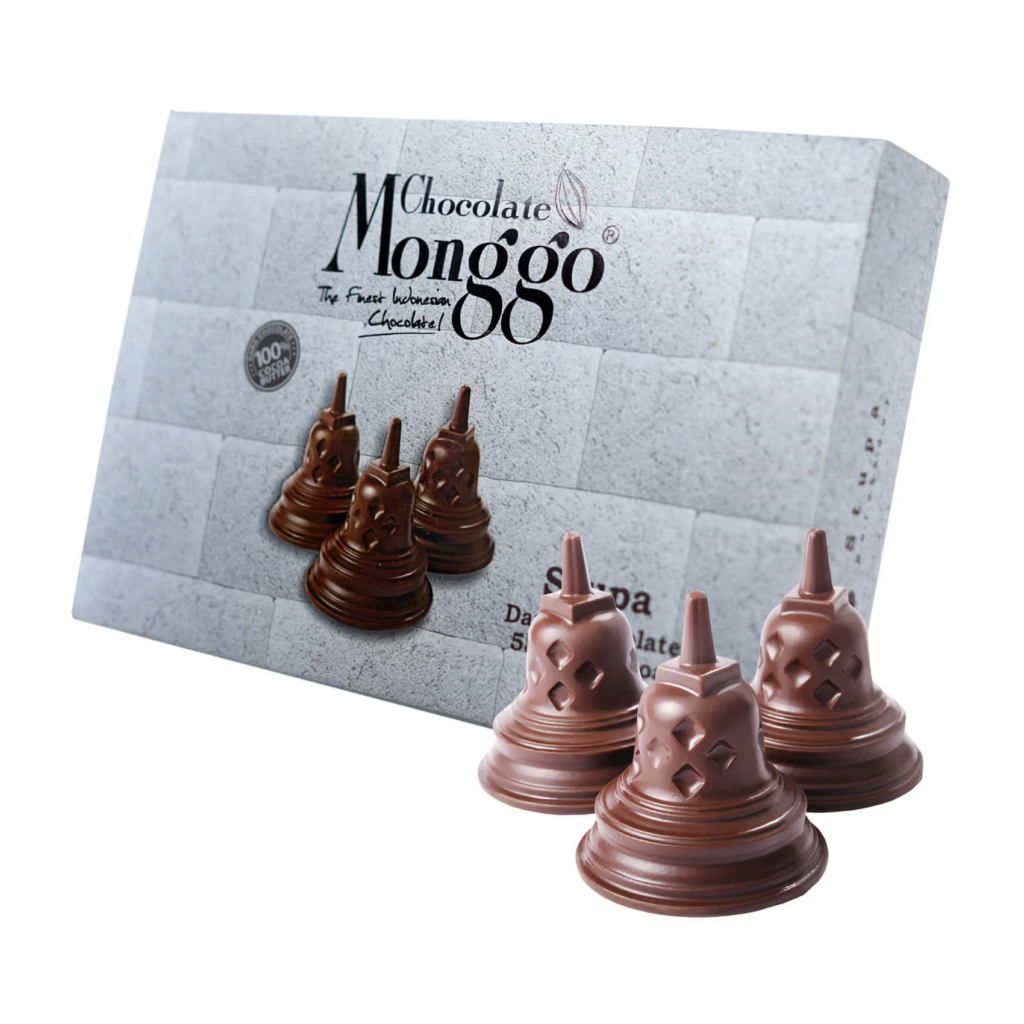 Monggo Chocolate in the shape of a Borobudur stupa
