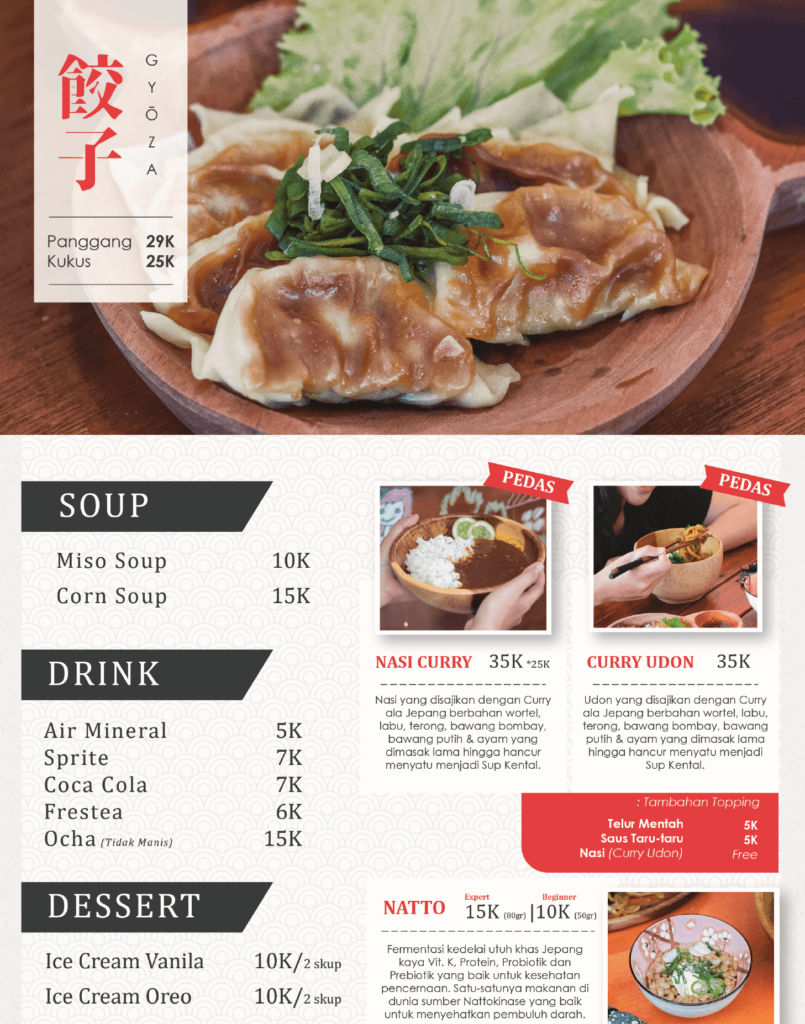 Wagokoro Menu