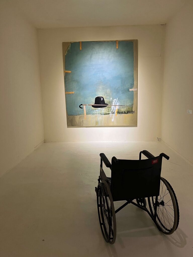 Art installation with wheelchair