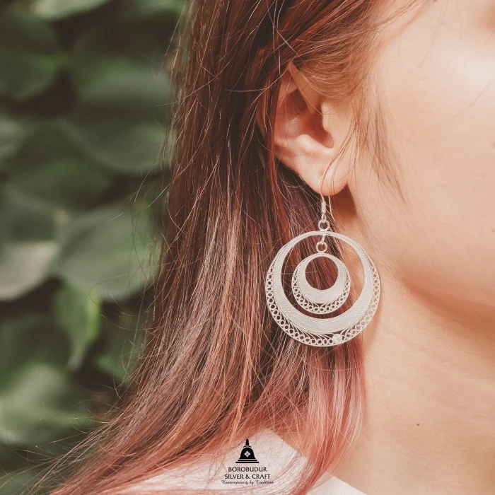 silver art jogja Yogyakarta silver art filigree earrings
