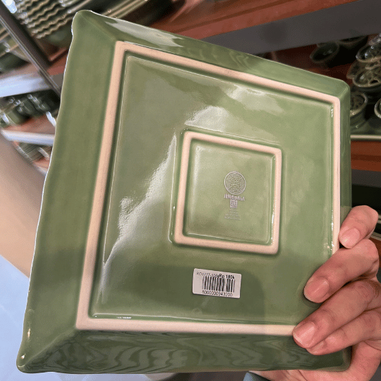 Square plate with a frangipani motif | Jenggala Factory Outlet Bali Ceramics Souvenir